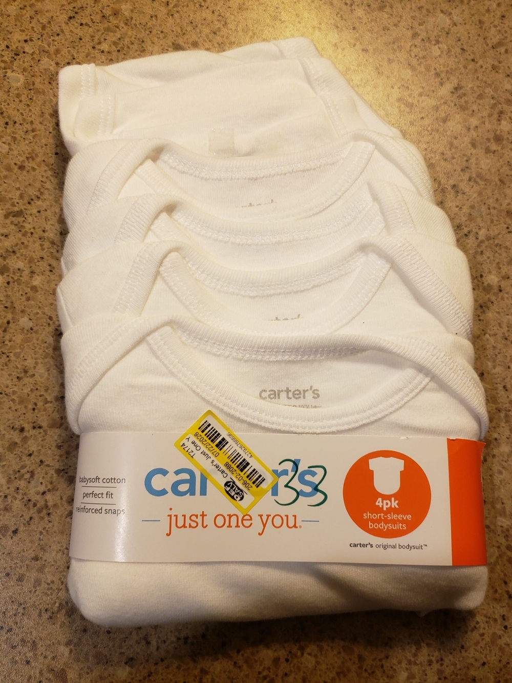 Carter's White 4-Pack Short-Sleeve Baby Bodysuits